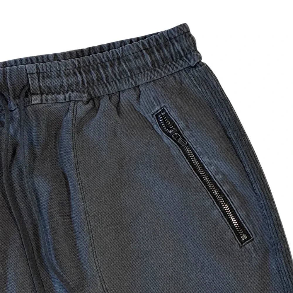 Athleta‎ Womens Washed Black Cotton Twill Skirt Elastic Waist Zip Pockets Size 6